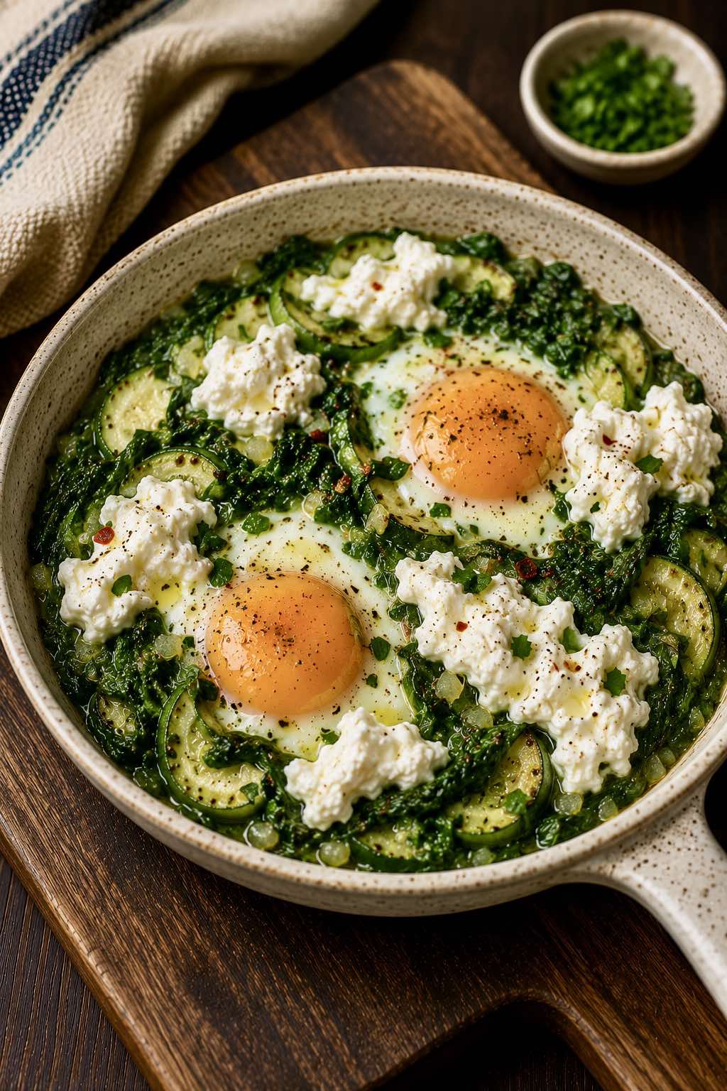 Green Shakshuka with Stracciatella