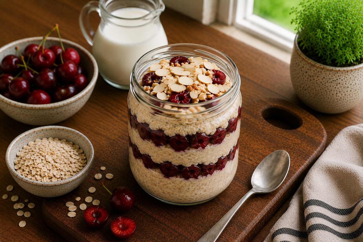 Cherry Bakewell Overnight Oats