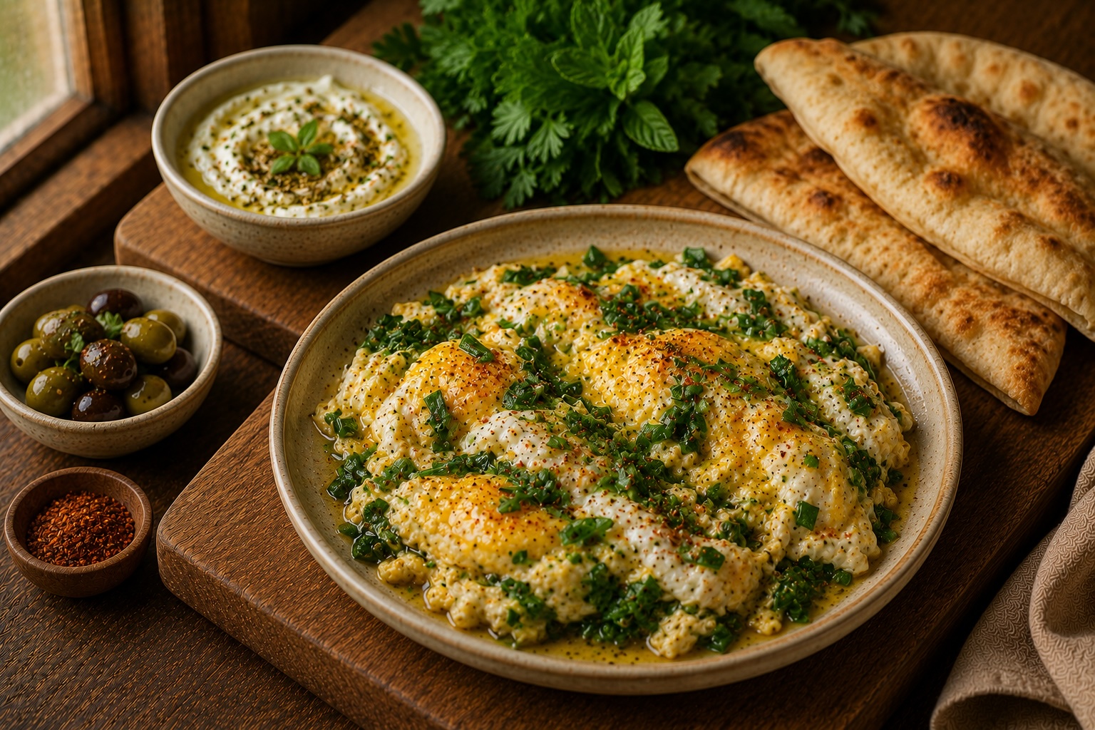 Bayd a Toum (Eggs with Garlic Chives)