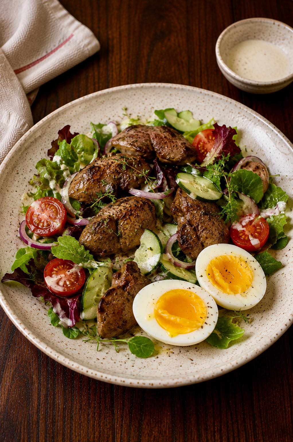 Warm Salad with Liver and Egg