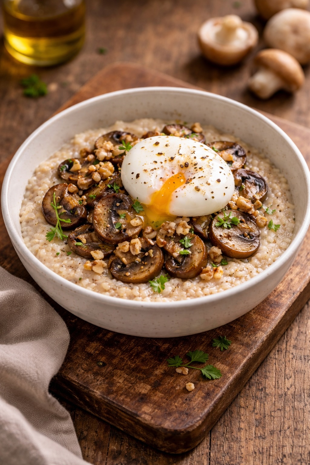 Buckwheat Cream Bowl with Mushrooms