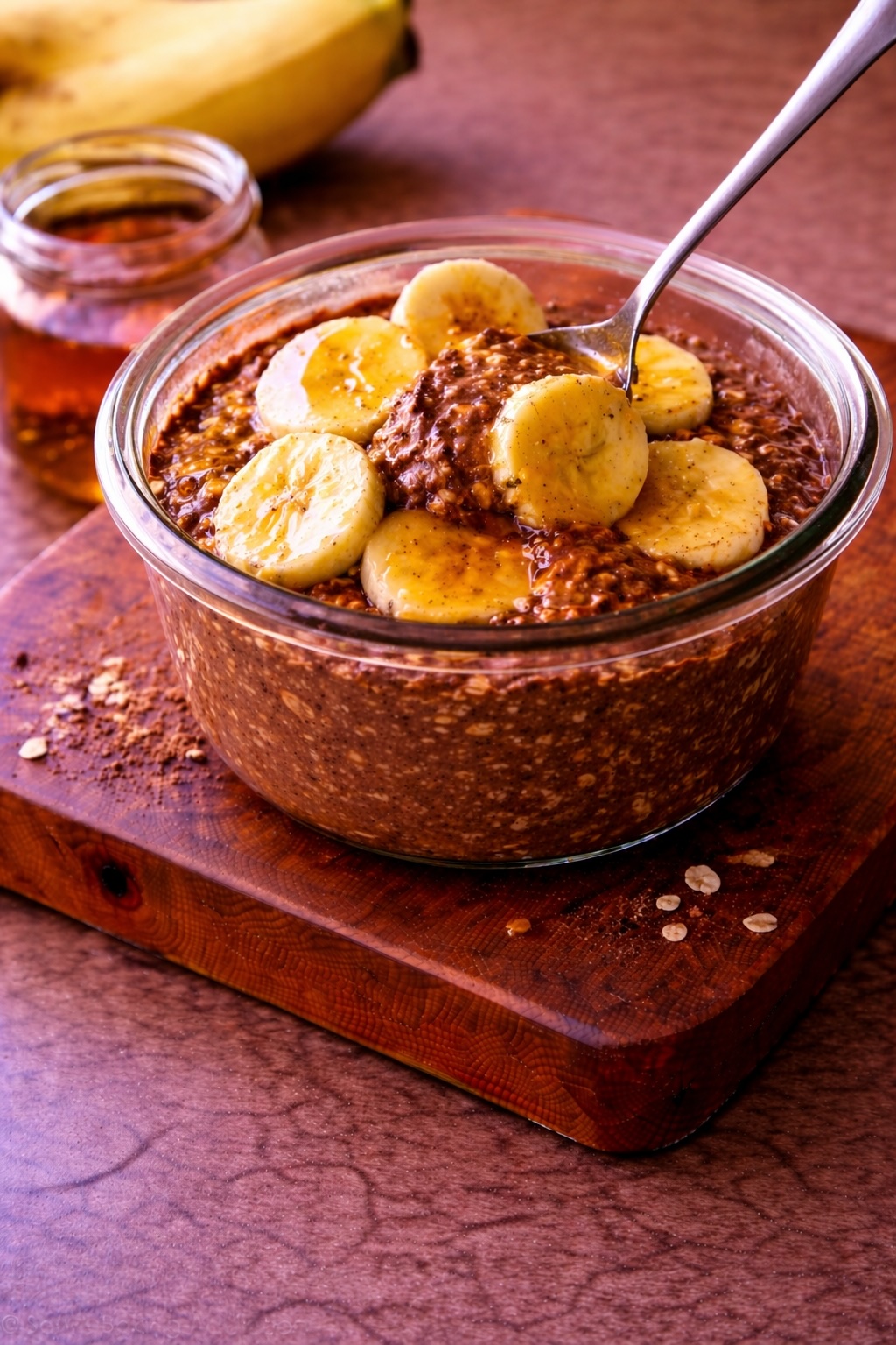 Lazy Oatmeal with Cocoa and Banana