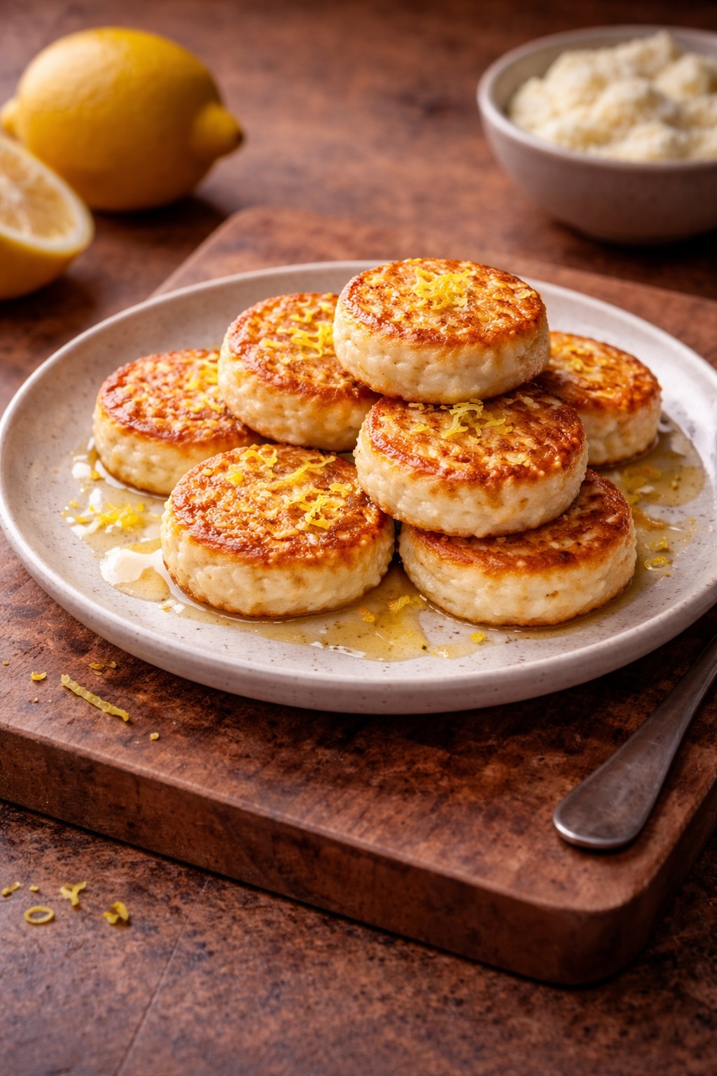 Ricotta Syrniki with Lemon Zest