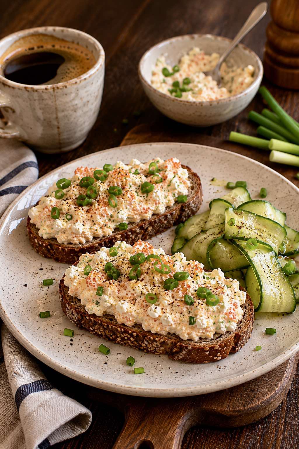 Toasts with Ricotta Cream and Pollock Roe