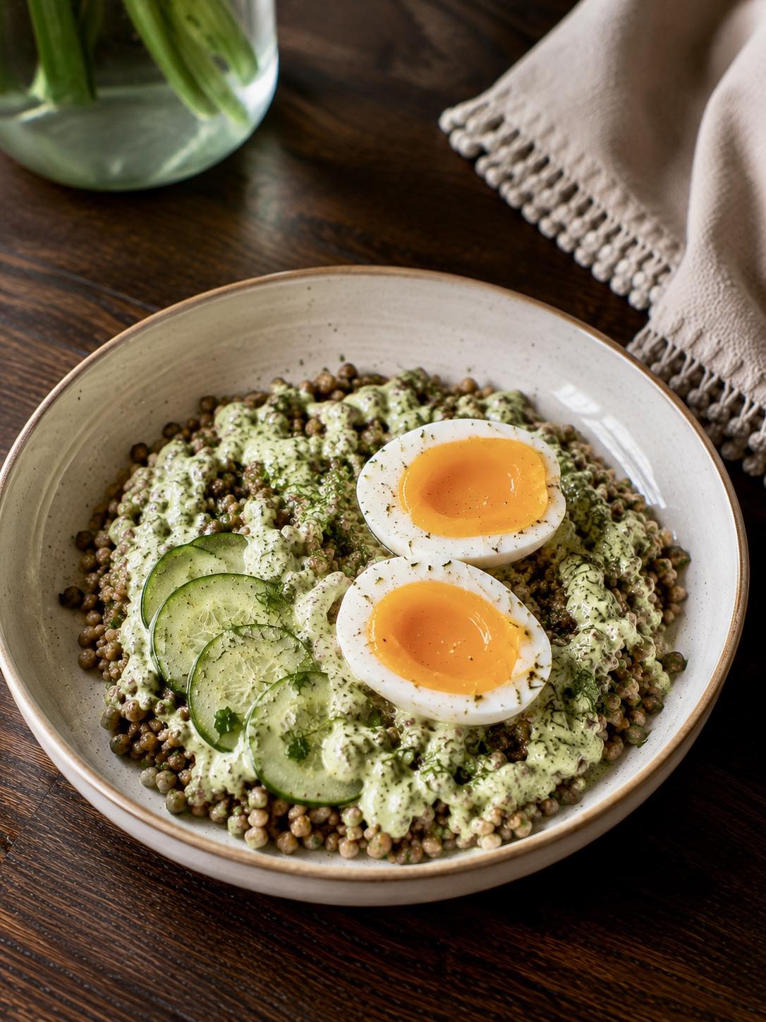 Buckwheat with Yogurt Pesto and Egg