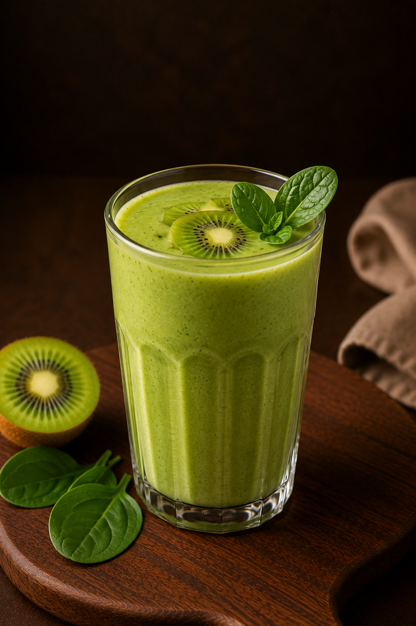 Green Smoothie with Kiwi and Spinach