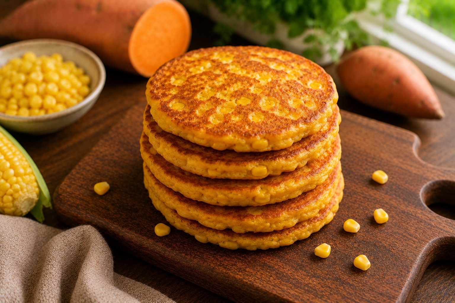 Sweet Potato and Corn Pancakes