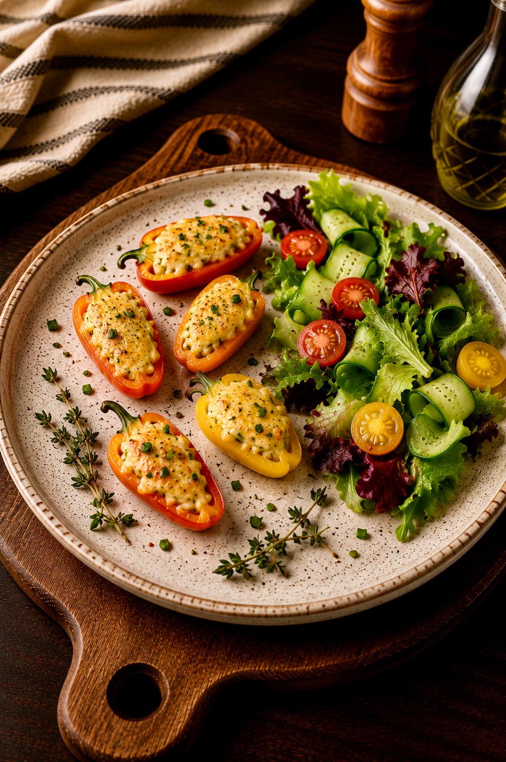 Mini Peppers Stuffed with Cheese and Egg