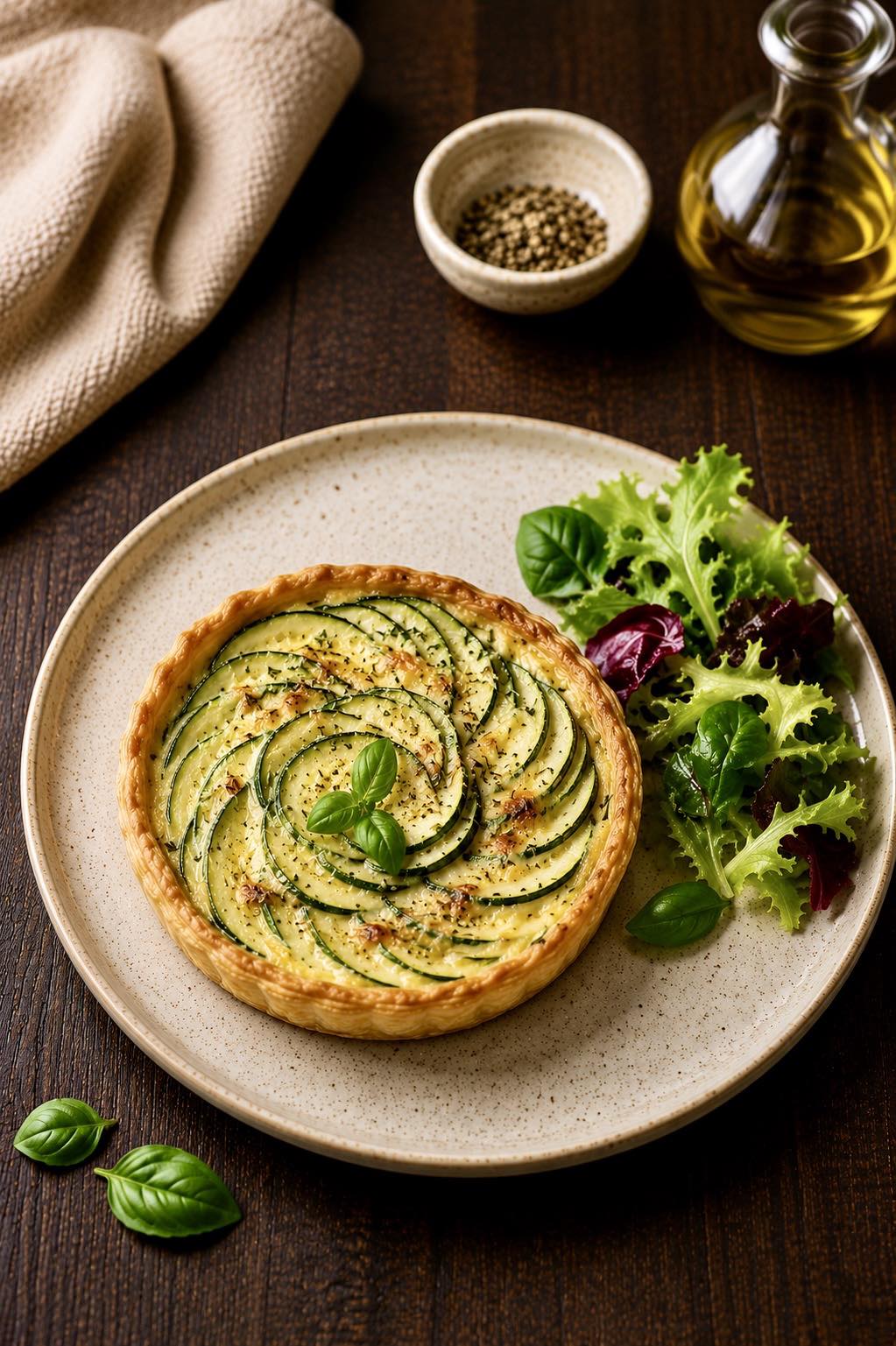 Mini Tart with Zucchini and Mozzarella