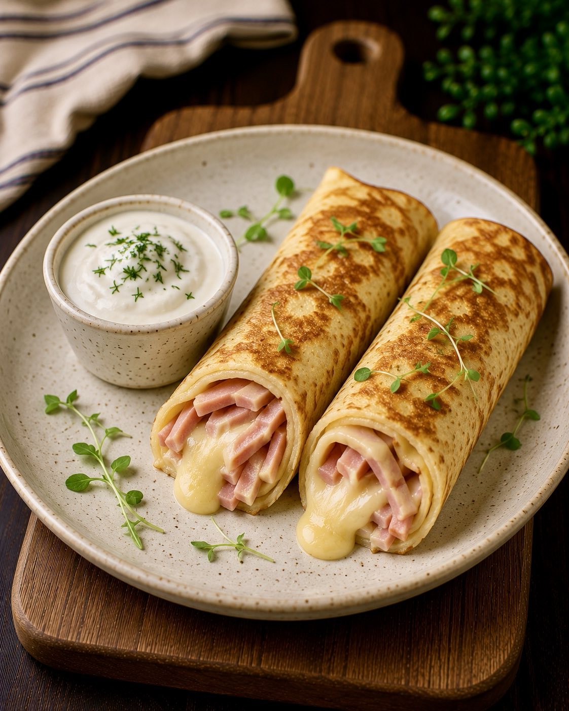 Crepes with Ham and Cheese