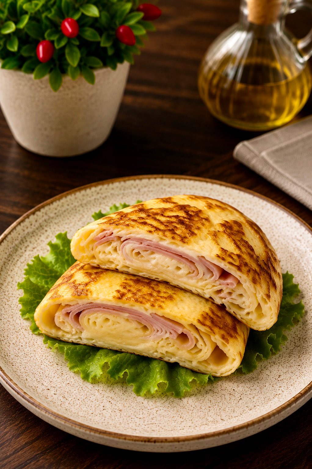 Rice Paper Swiss Roll with Ham and Cheese