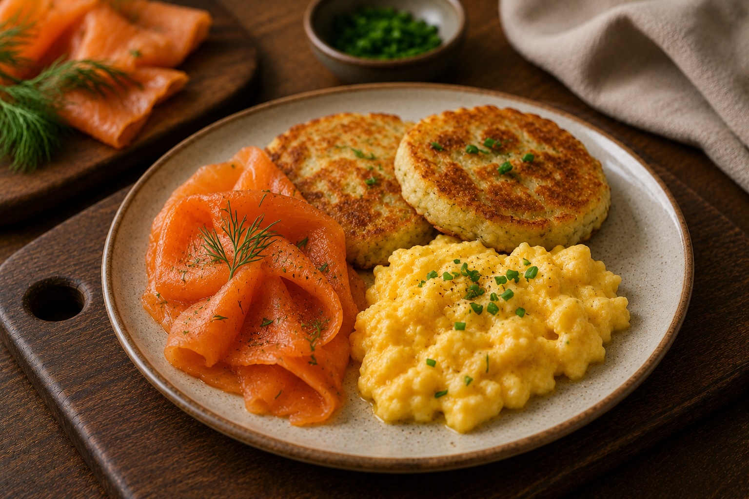 Salmon with Potato Scones and Eggs