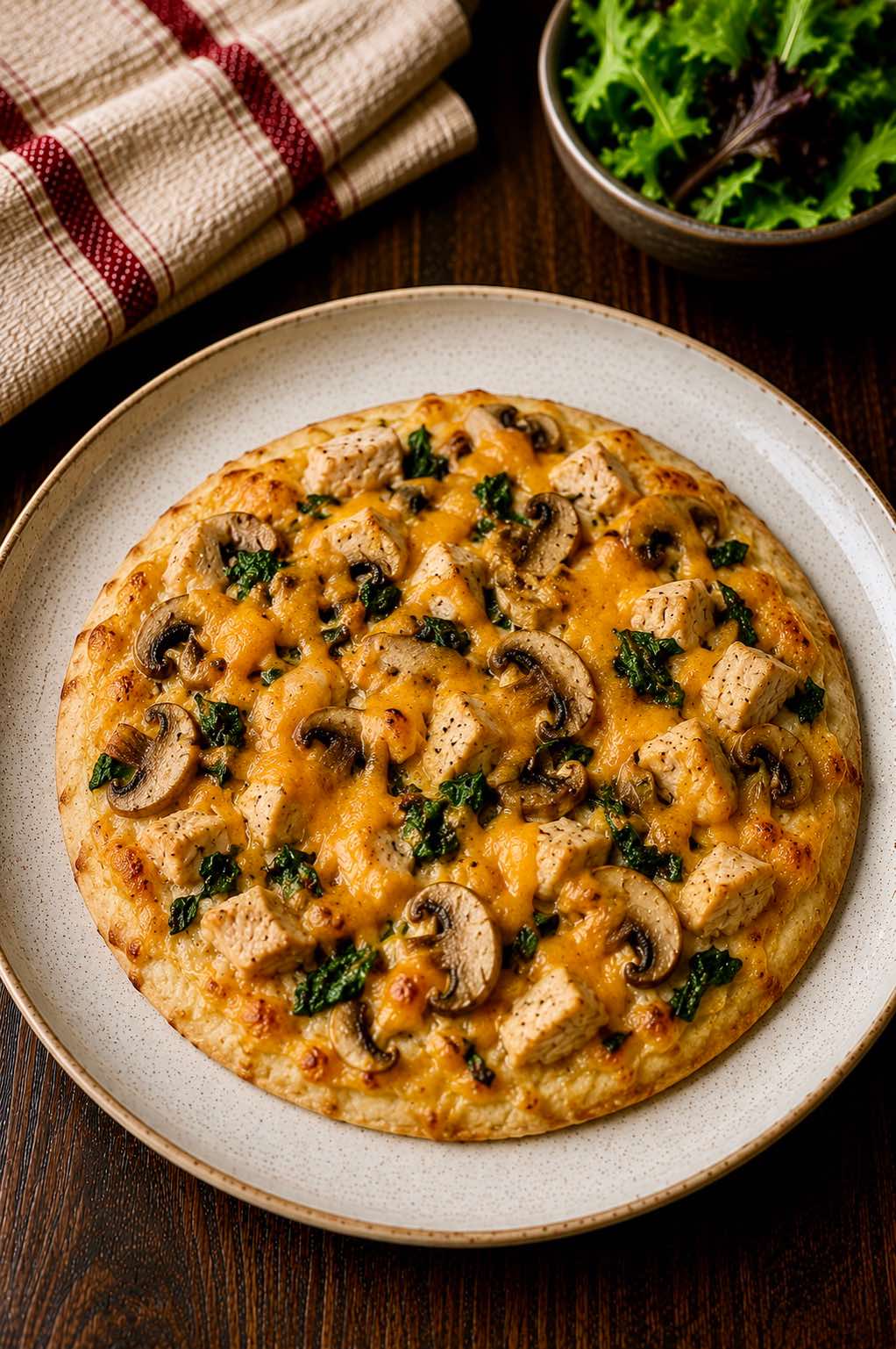 Cheese Pizza with Turkey and Cheddar