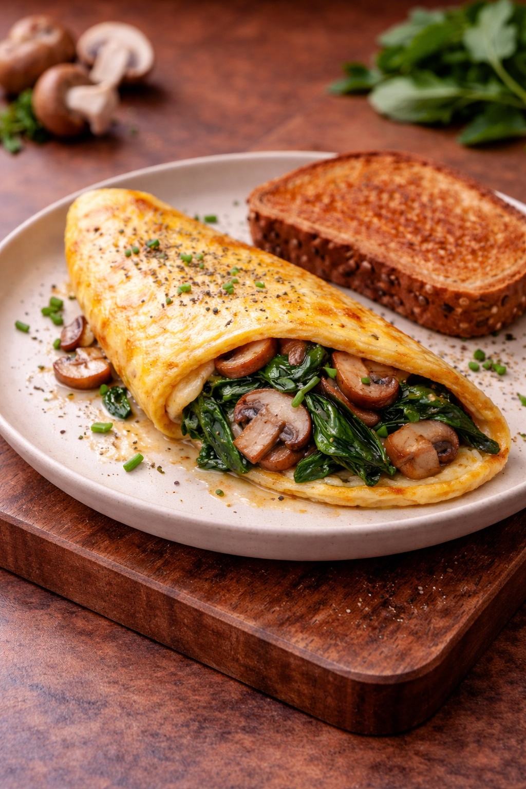 Omelet with Mushrooms and Spinach