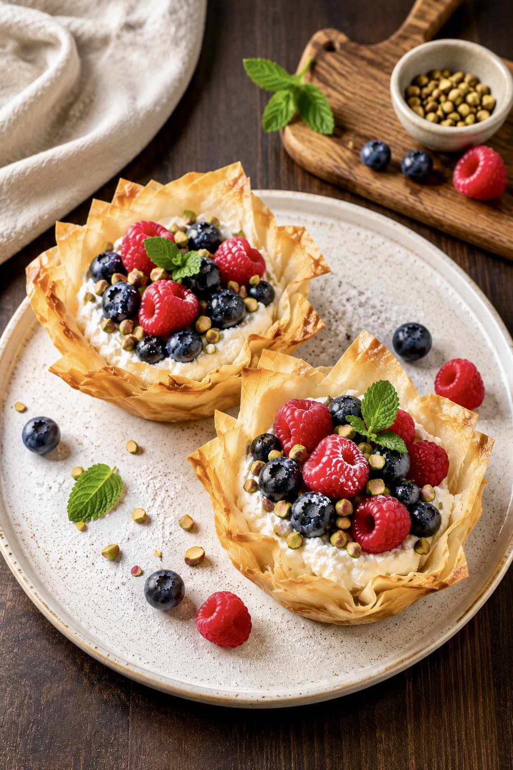 Phyllo Dough Baskets with Ricotta and Berries