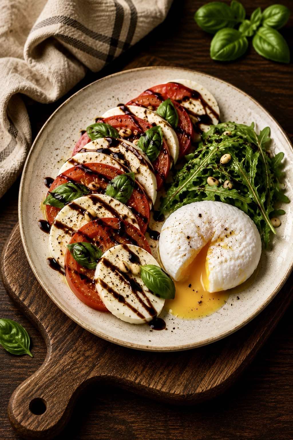 Caprese Salad with Poached Egg
