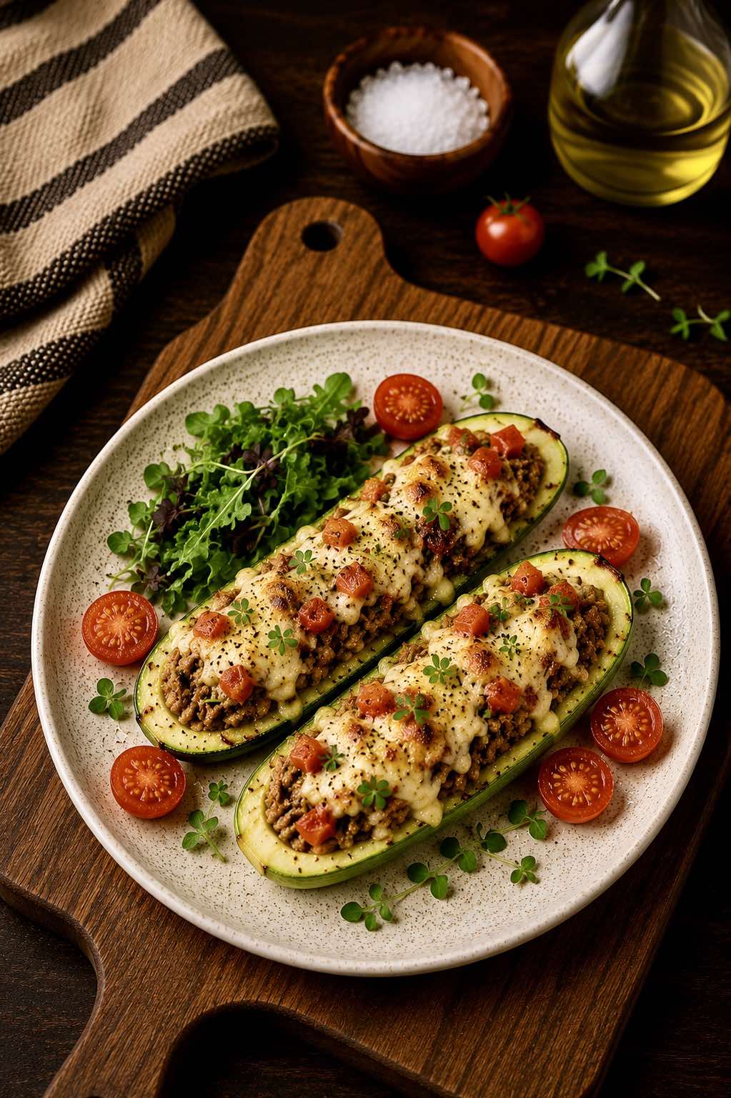 Zucchini Boats with Turkey and Cheese
