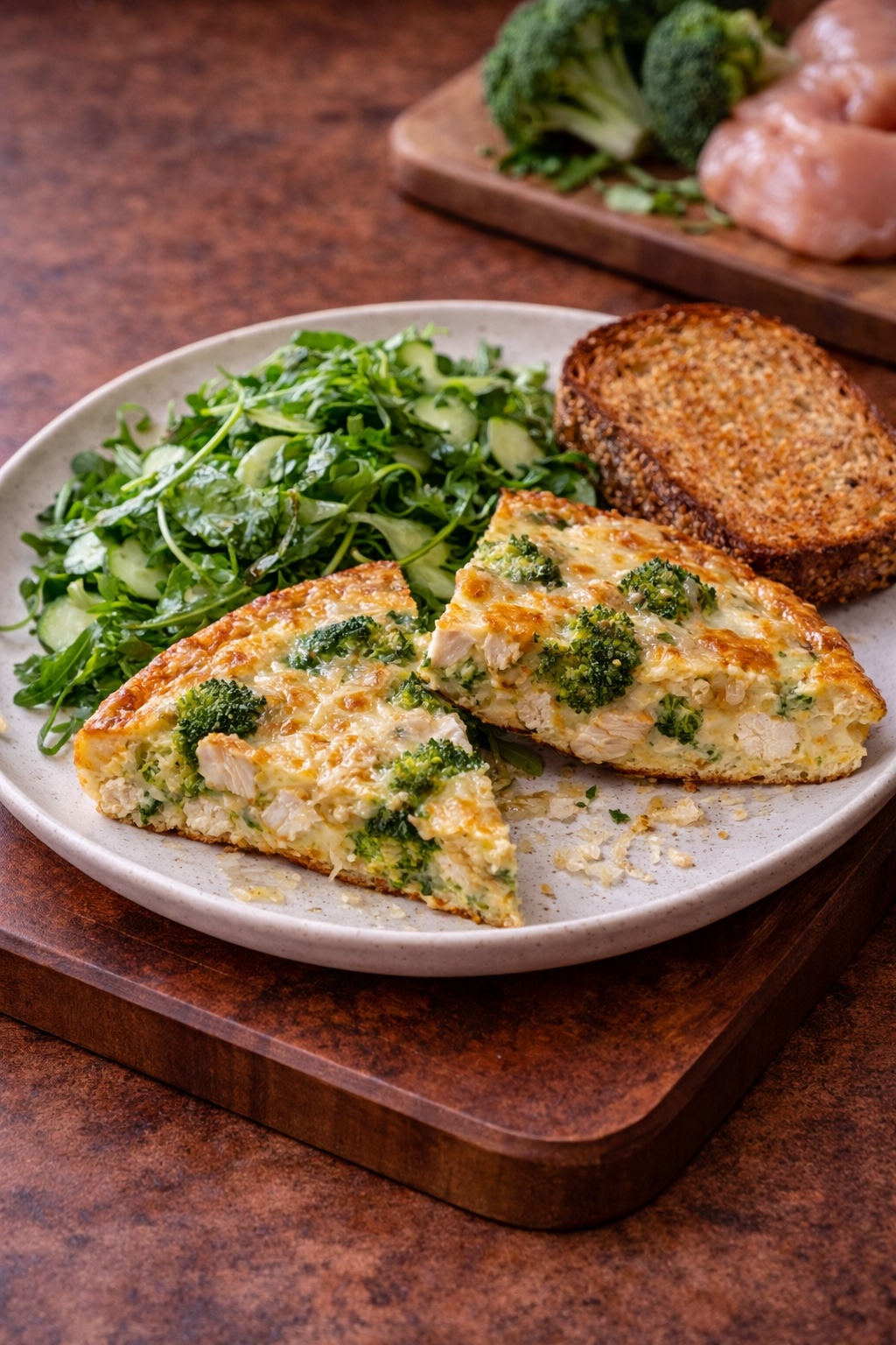 Frittata with Chicken Fillet, Broccoli