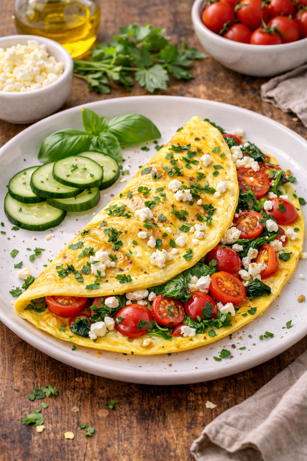 Mediterranean veggie omelette
