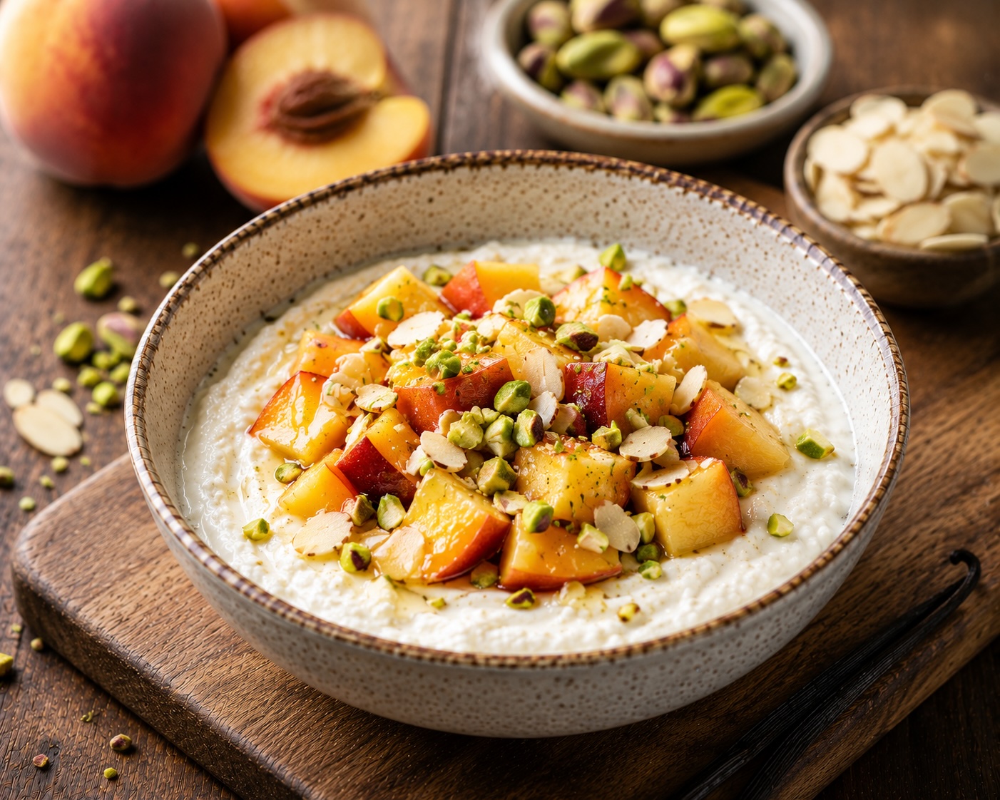 Peach Pistachio Protein Bowl
