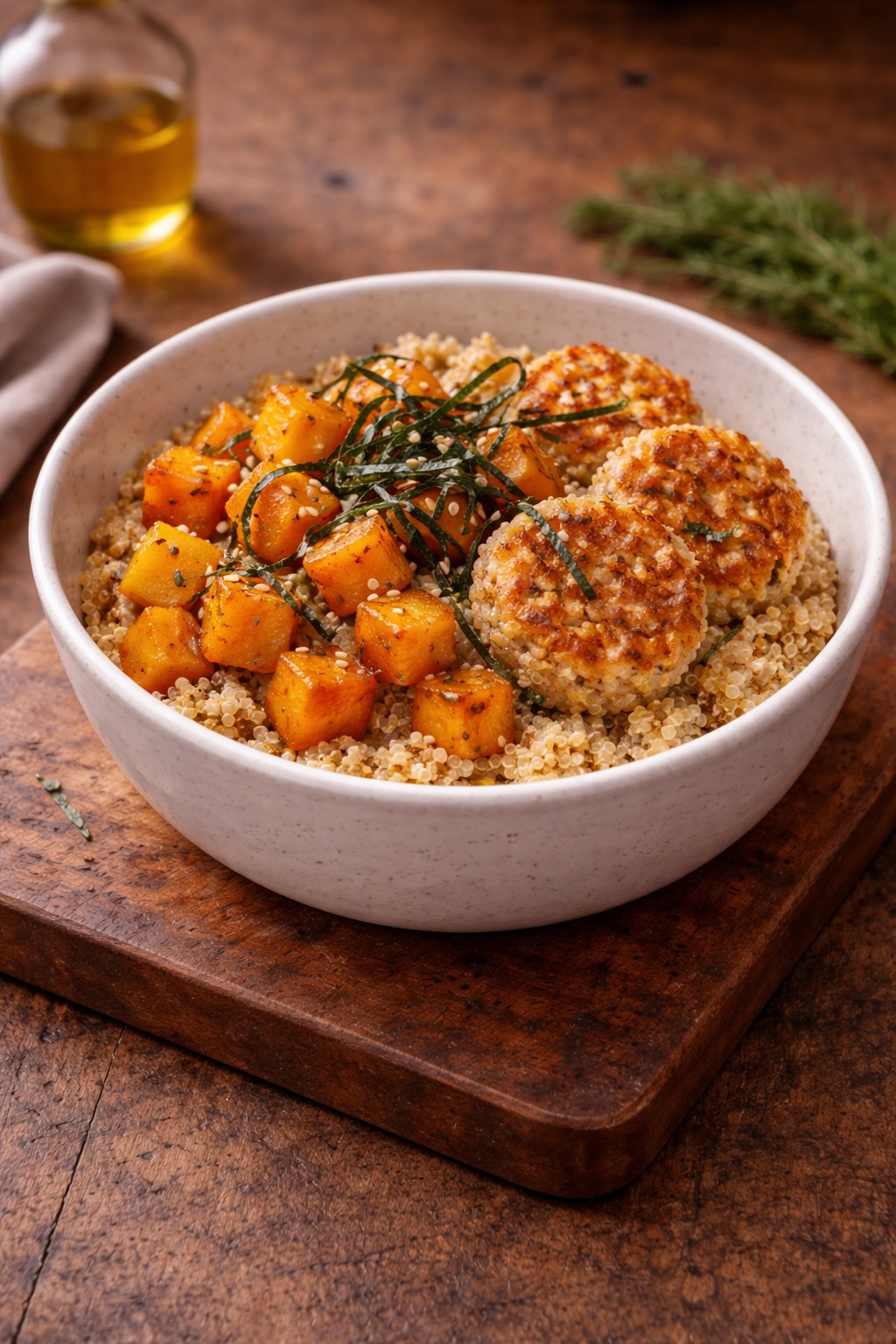 Quinoa with Pumpkin and Fish-Egg Patties