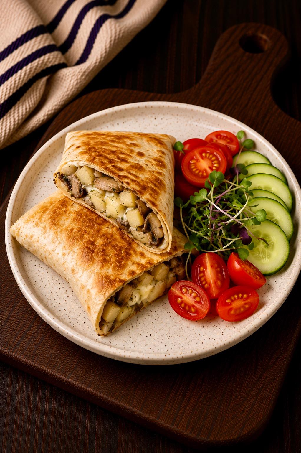 Crispy Lavash with Potatoes and Mushrooms