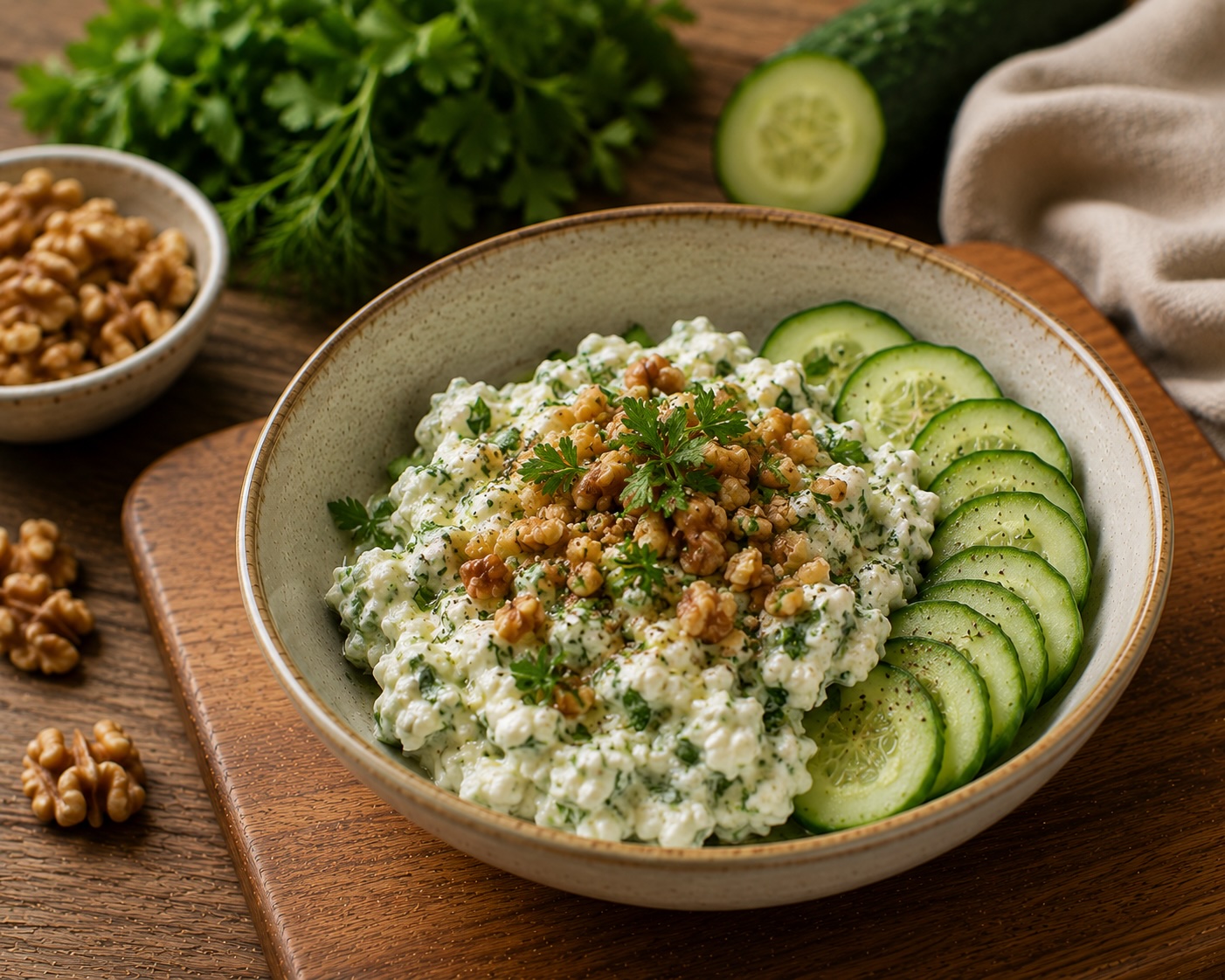 Cottage Cheese with Herbs and Walnuts