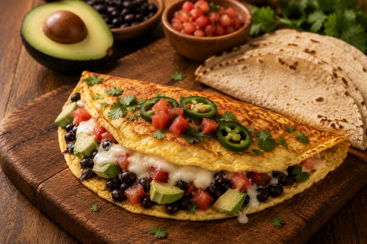Omelet with Avocado and Black Beans