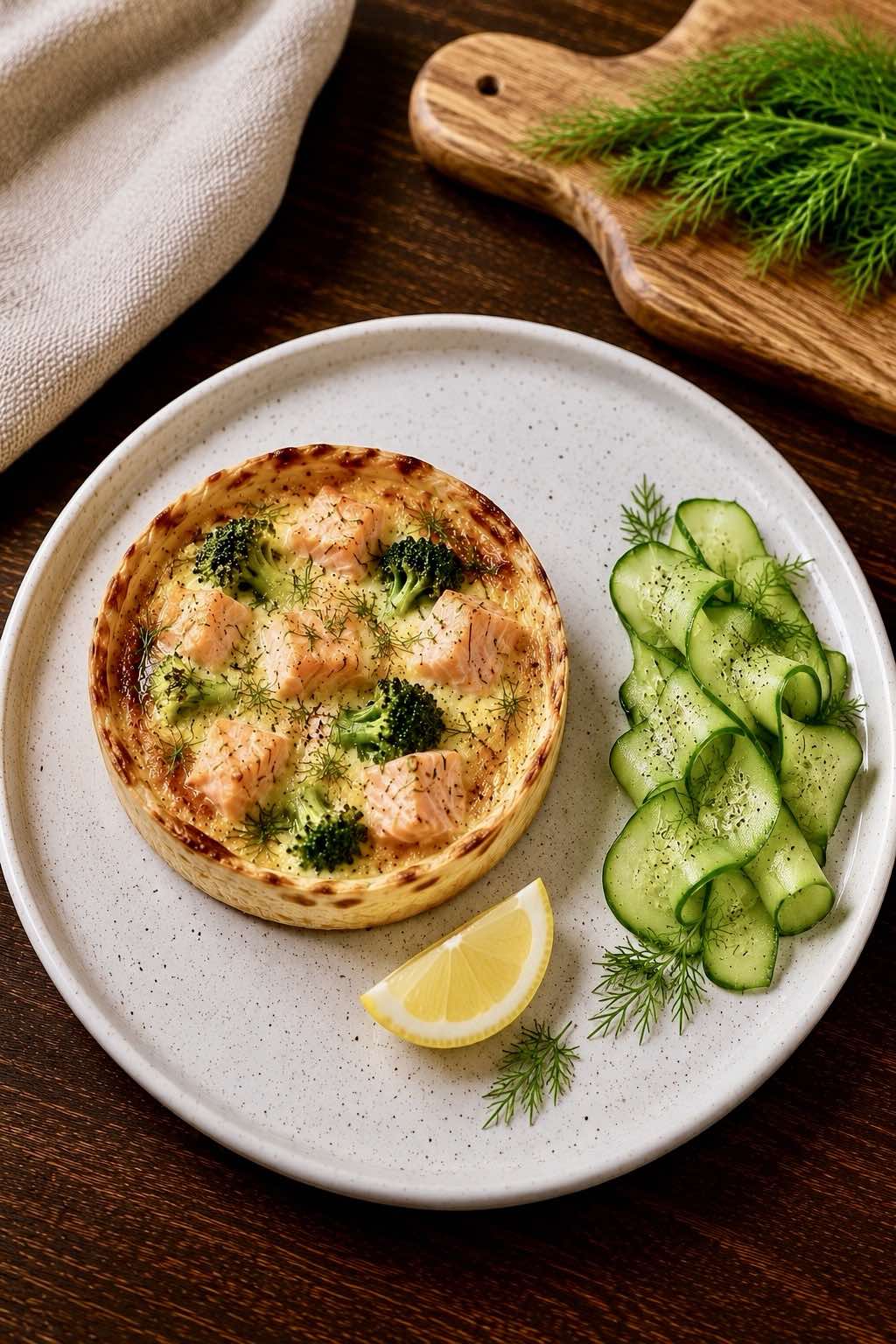 Salmon, Broccoli, and Dill Quiche
