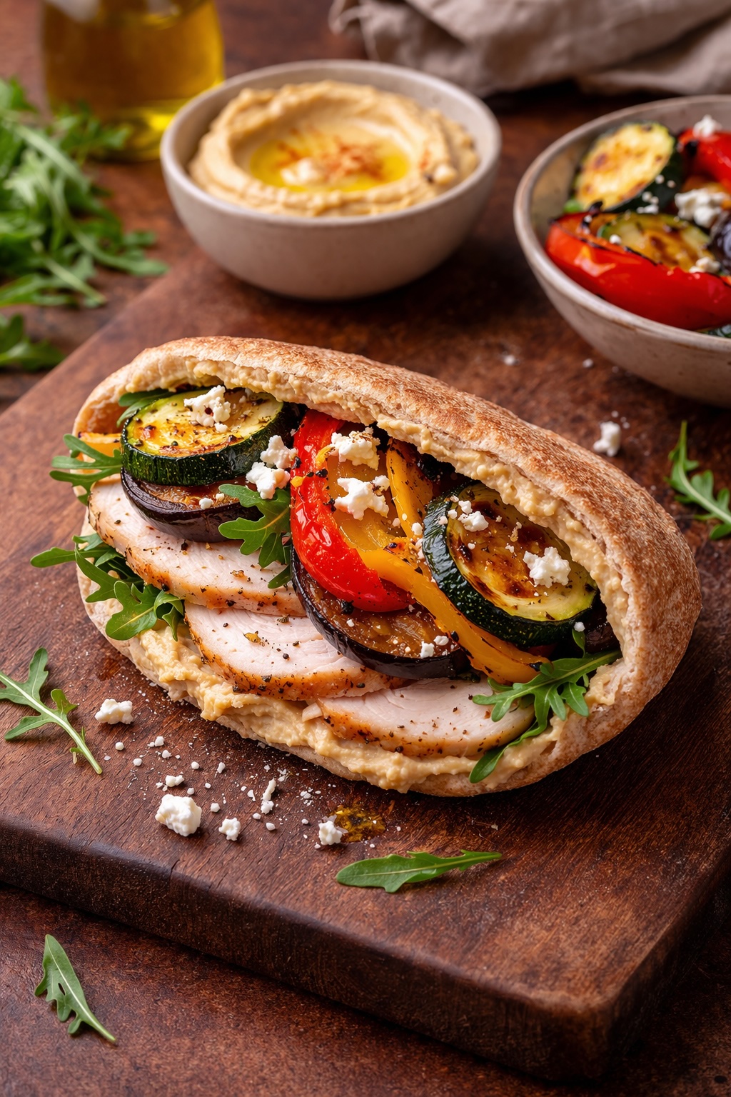 Pita with Hummus and Turkey