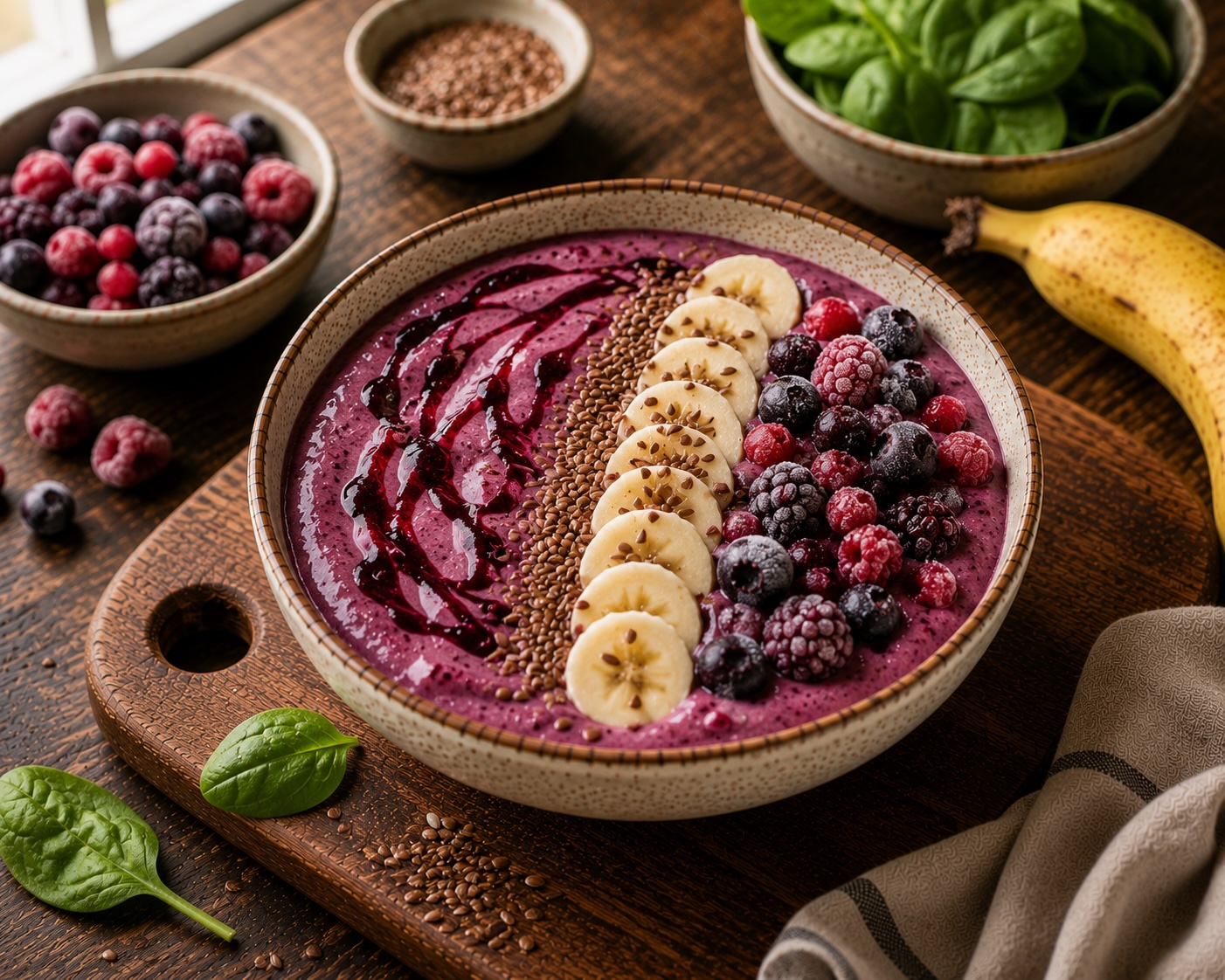 Spinach Berry Protein Smoothie Bowl