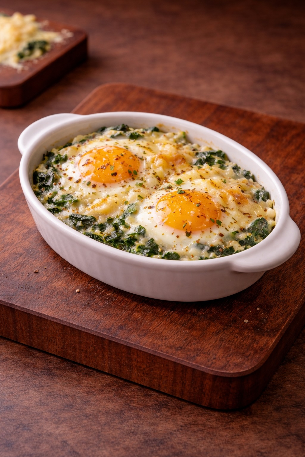 Baked Eggs with Spinach and Cream