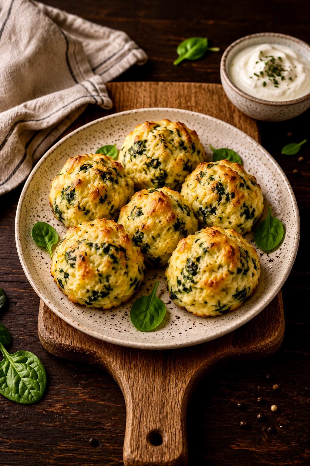 Cheese Clouds with Spinach