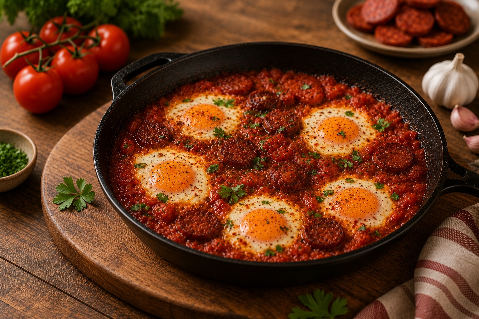 Baked Eggs with Chorizo