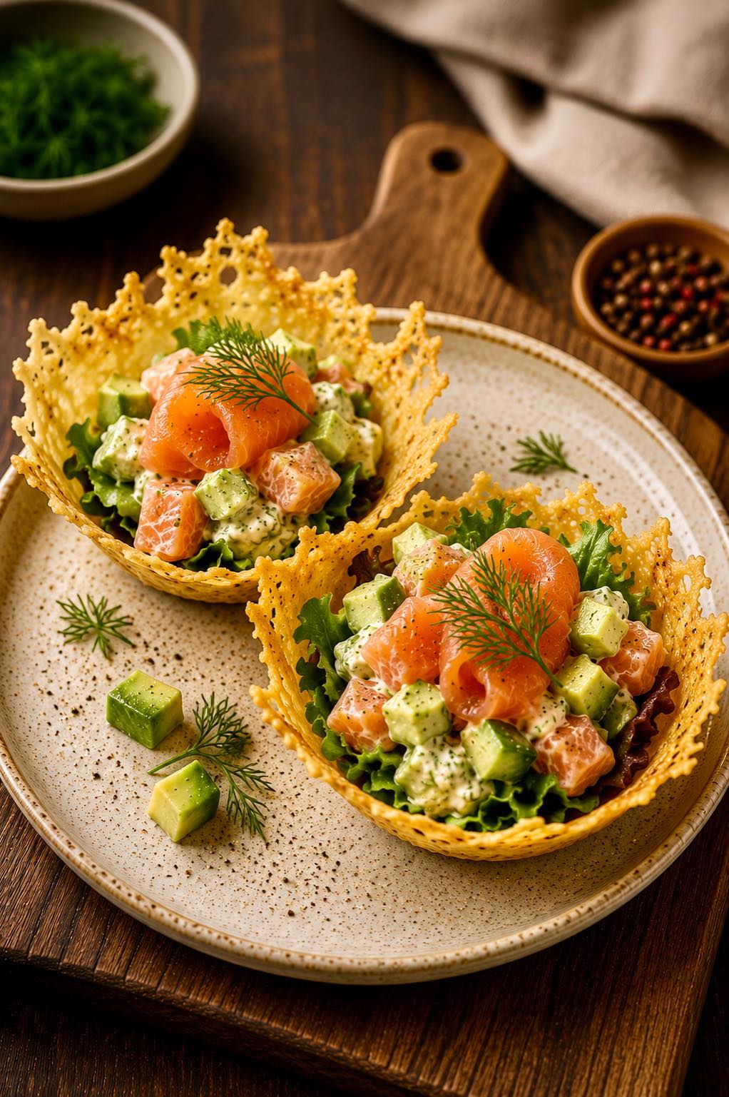 Crispy Cheese Baskets with Filling