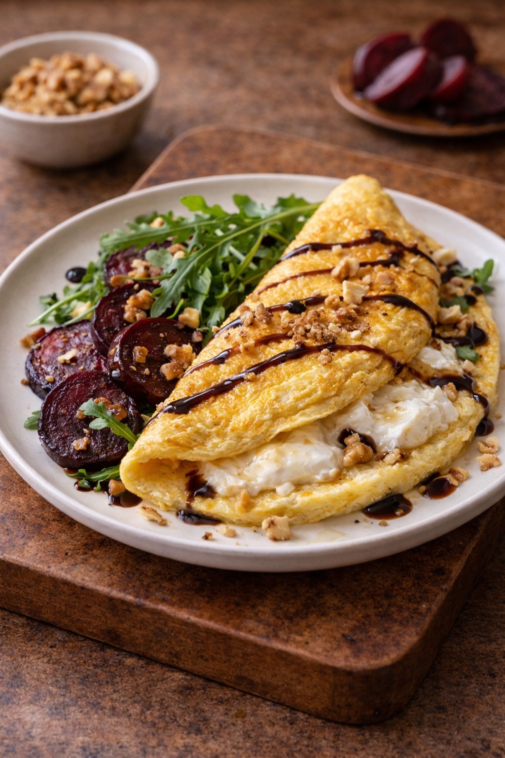 Omelet with Cheese and Beetroot